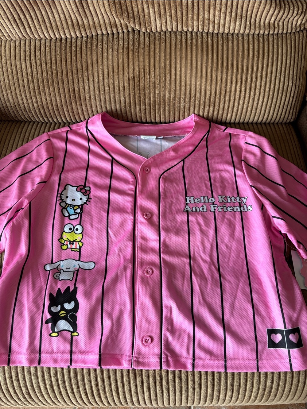 Hello Kitty Pink Pinstripe Baseball Jersey